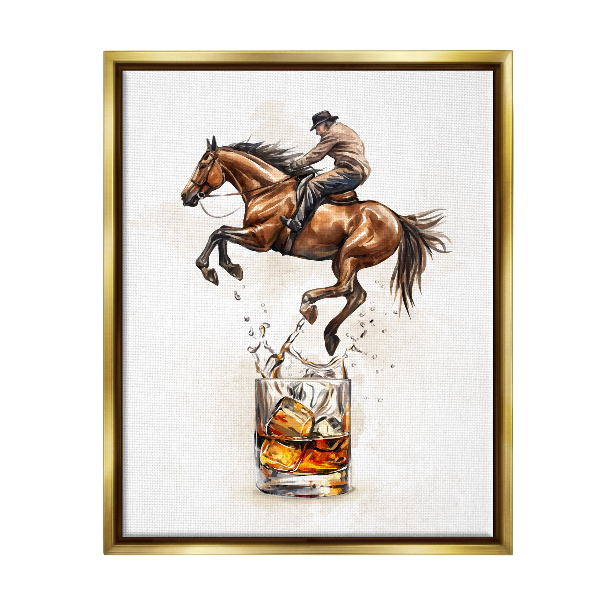 Stupell Industries Cowboy & Bourbon Animals & Insects Painting Gold Floater Framed Canvas Art Print Wall Art, 25 x 31