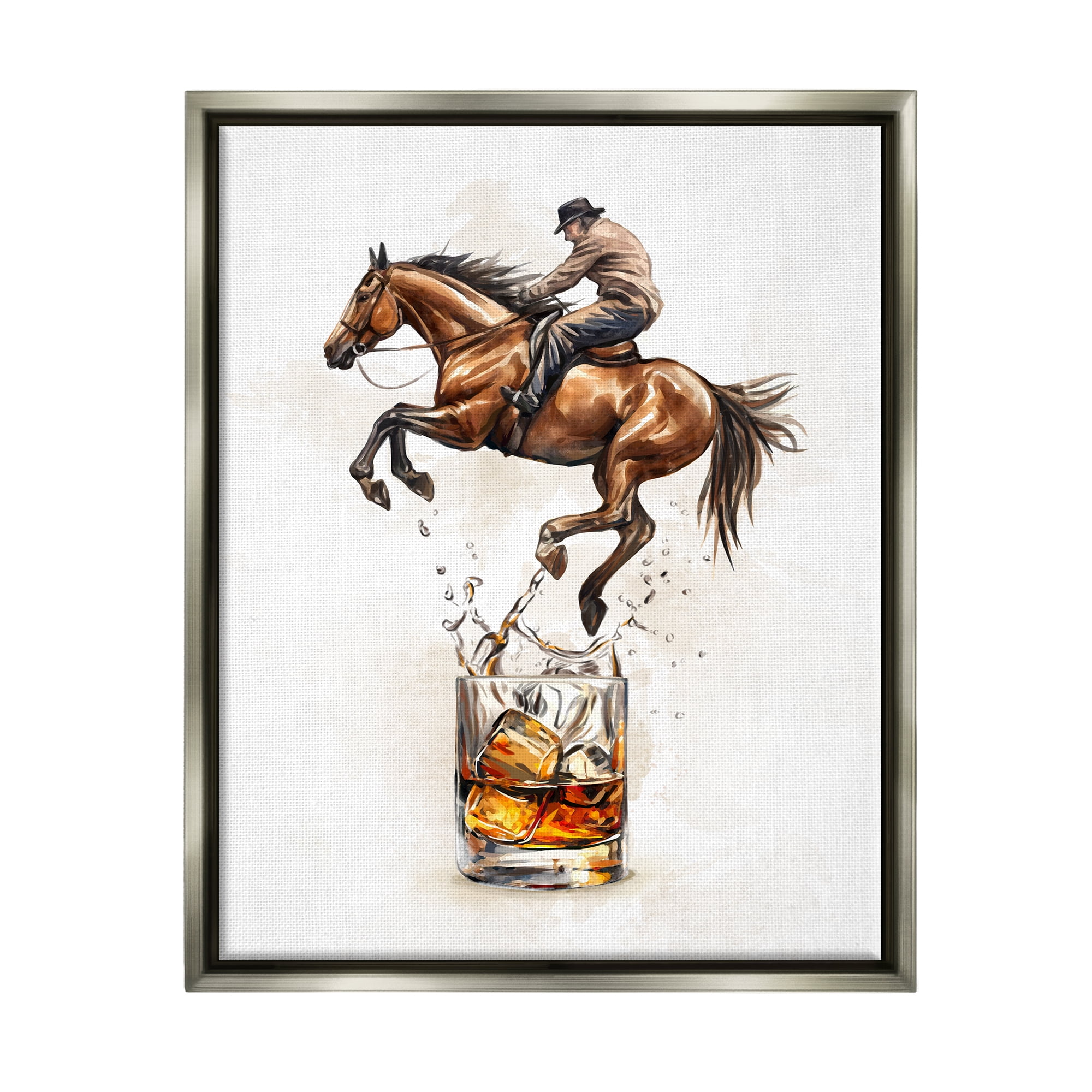 Stupell Industries Cowboy & Bourbon Animals & Insects Painting Gray Floater Framed Canvas Art Print Wall Art, 25 x 31