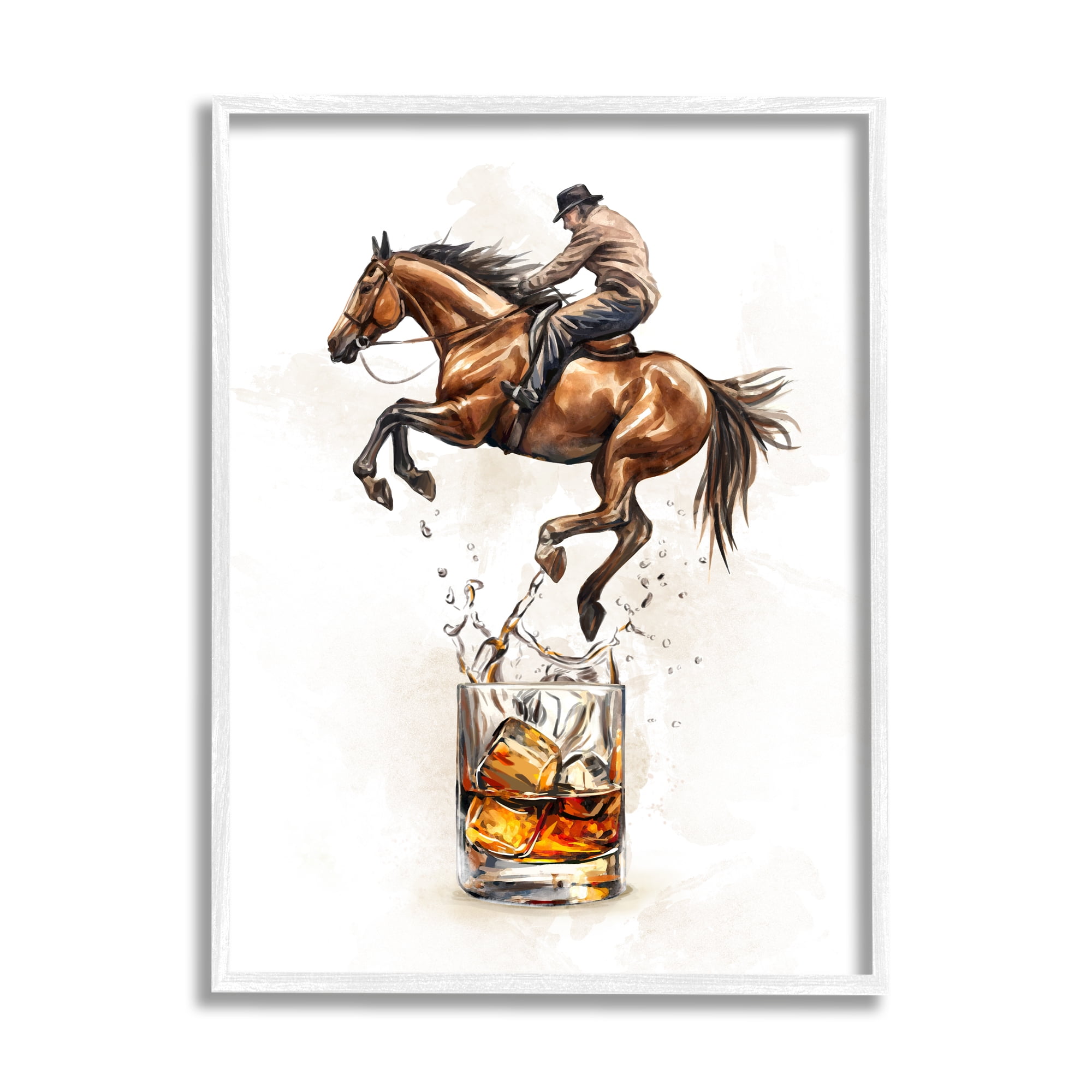 Stupell Industries Cowboy & Bourbon Animals & Insects Painting White Framed Art Print Wall Art, 16 x 20