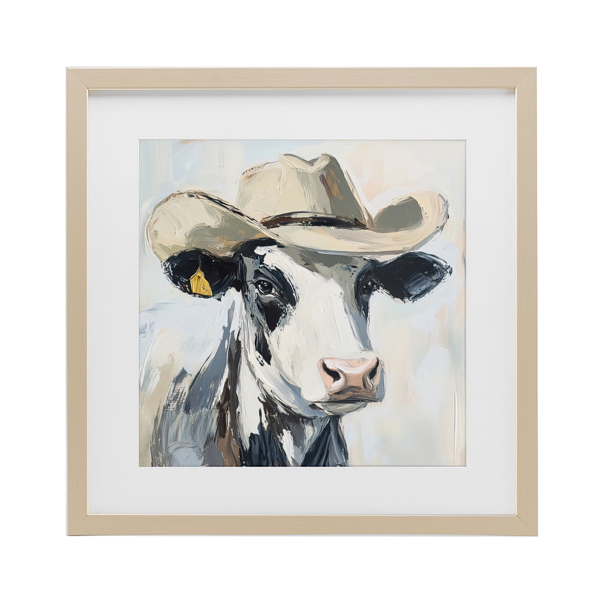 Stupell Industries Cowboy Carl Cow Birch Framed Print Under Glass, design by Tina LeCour