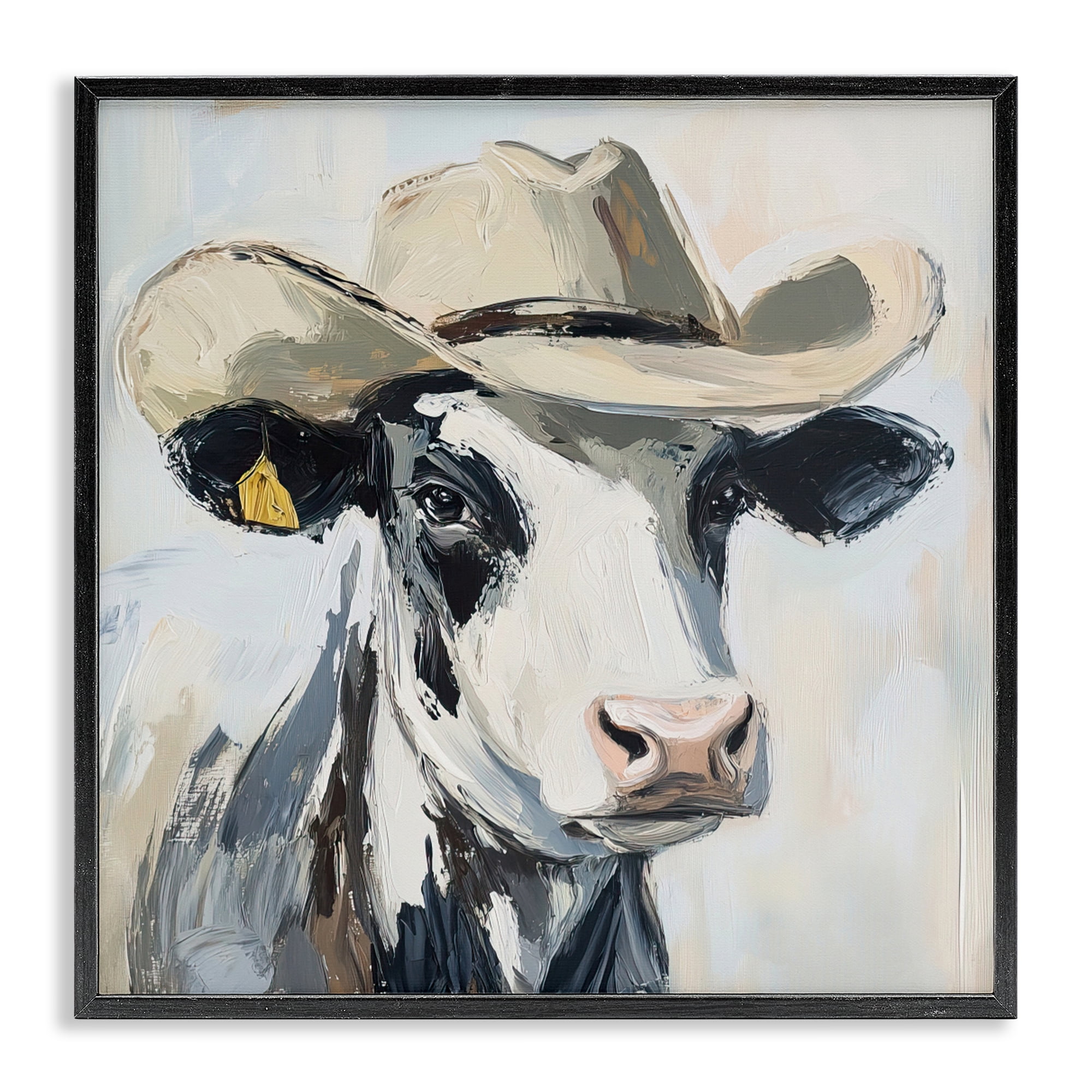 Stupell Industries Cowboy Carl Cow Black Framed Giclee Art, design by Tina LeCour