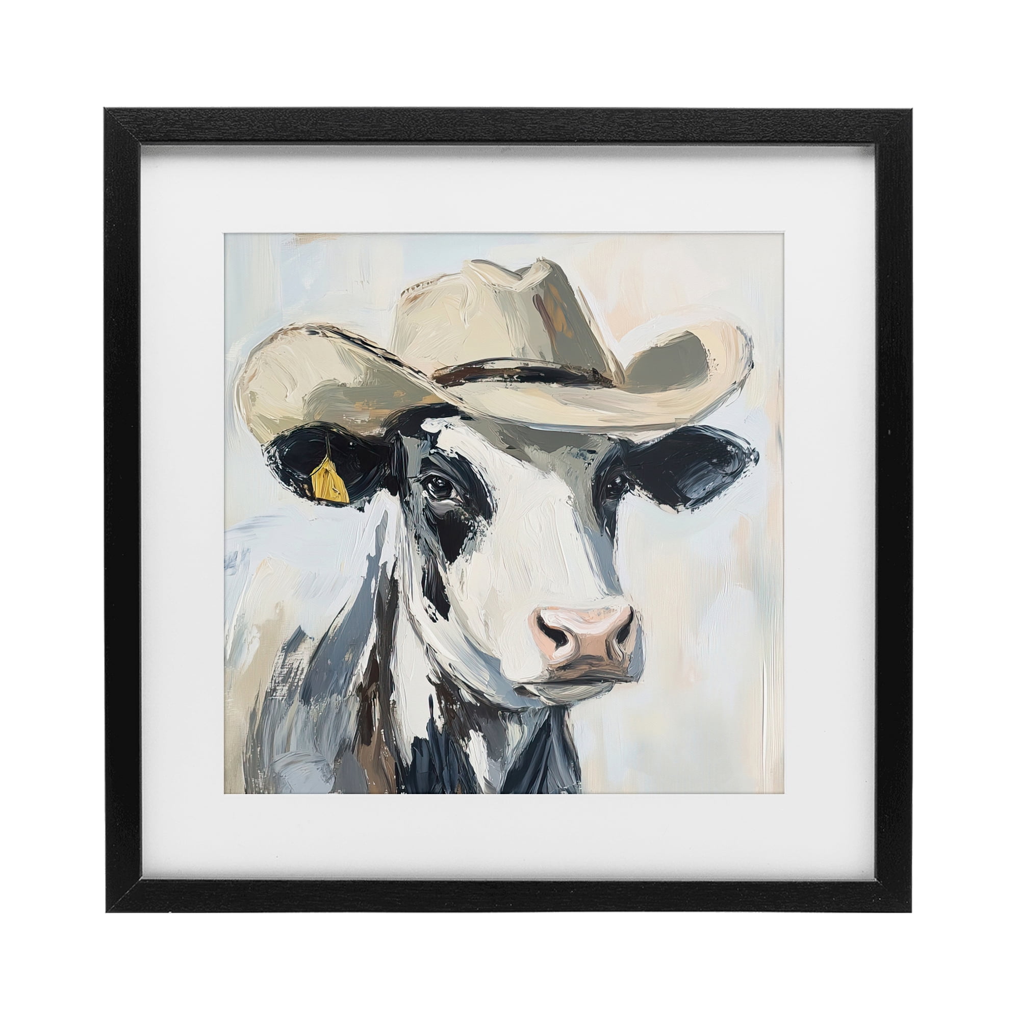 Stupell Industries Cowboy Carl Cow Black Framed Print Under Glass, design by Tina LeCour