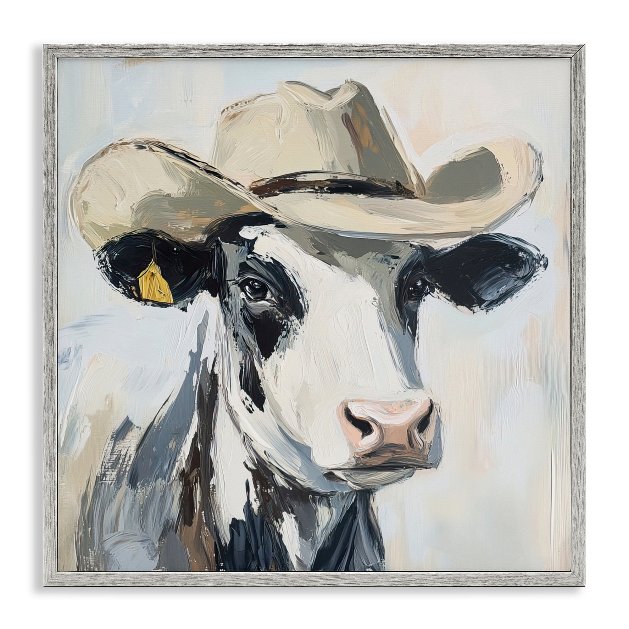 Stupell Industries Cowboy Carl Cow Gray Framed Giclee Art, design by Tina LeCour