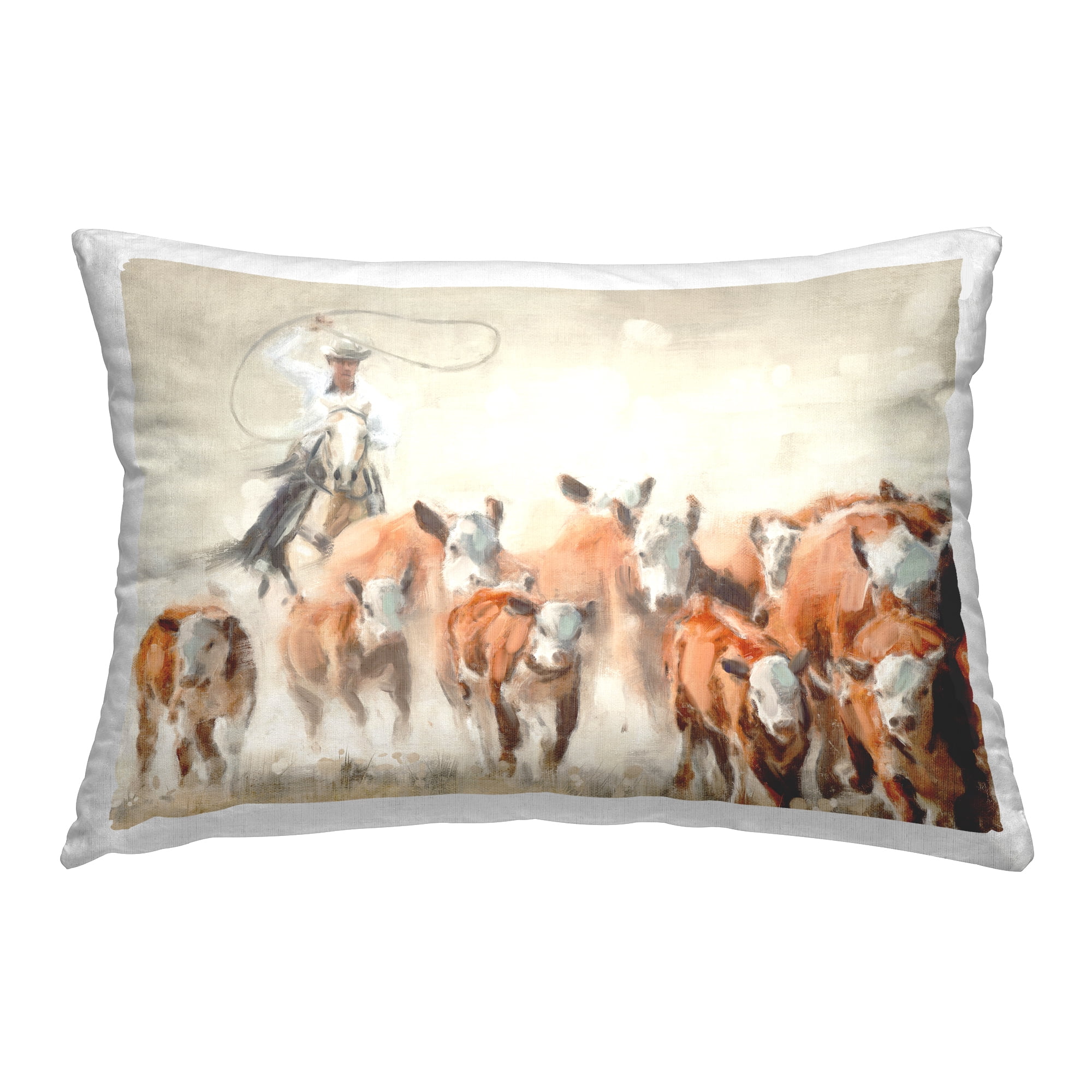 Stupell Industries Cowboy Cattle Roundup Decorative Printed Throw Pillow Design by Nina Blue.