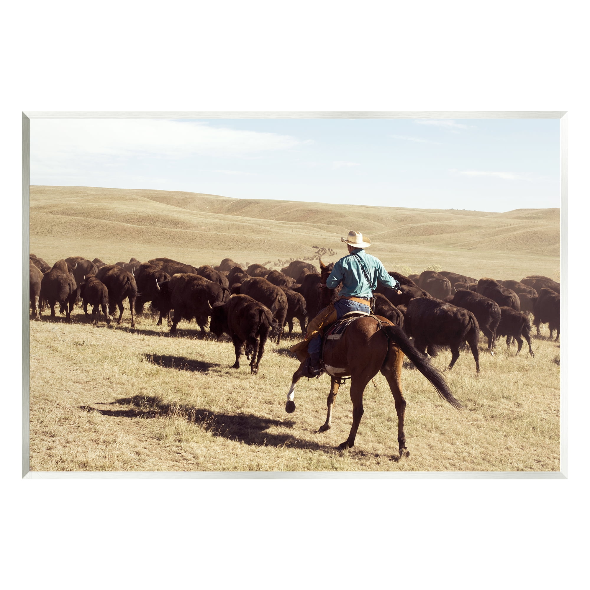 Stupell Industries Cowboy & Cattle in Desert Animals & Insects Photography Unframed Art Print Wall Art, 19 x 13