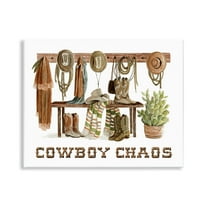 Stupell Industries Cowboy Chaos Accessories Entertainment Painting Unframed Art Print Wall Art, 14 x 11
