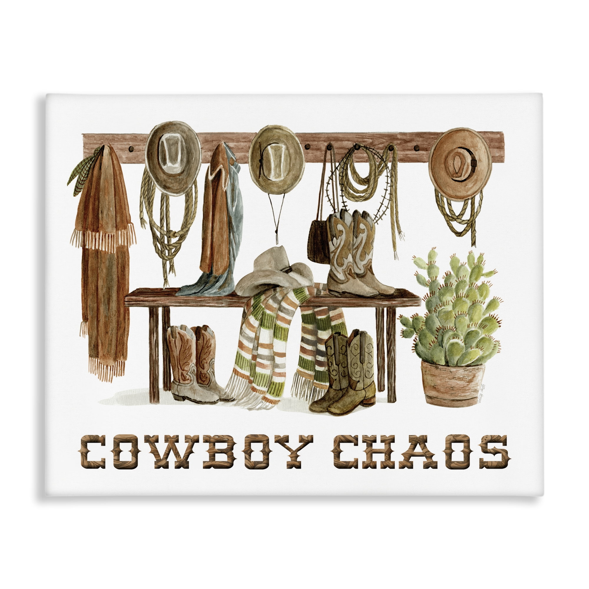 Stupell Industries Cowboy Chaos Accessories Entertainment Painting Wrapped Canvas Art Print Wall Art, 30 x 24