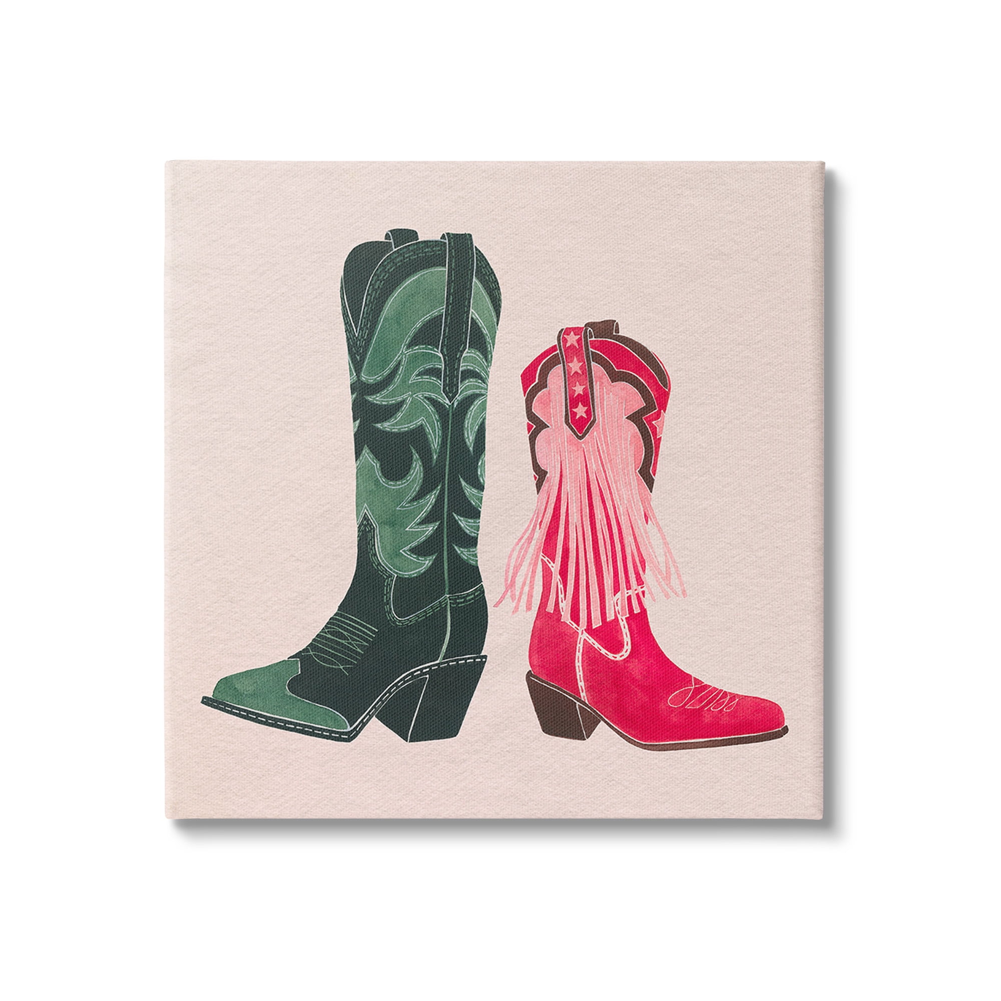 Stupell Industries Cowboy & Cowgirl Boots Beauty & Fashion Painting Gallery Wrapped Canvas Art Print Wall Art, 24 x 24