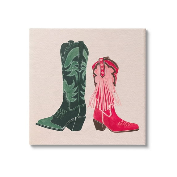 Stupell Industries Cowboy & Cowgirl Boots Beauty & Fashion Painting Gallery Wrapped Canvas Art Print Wall Art, 36 x 36