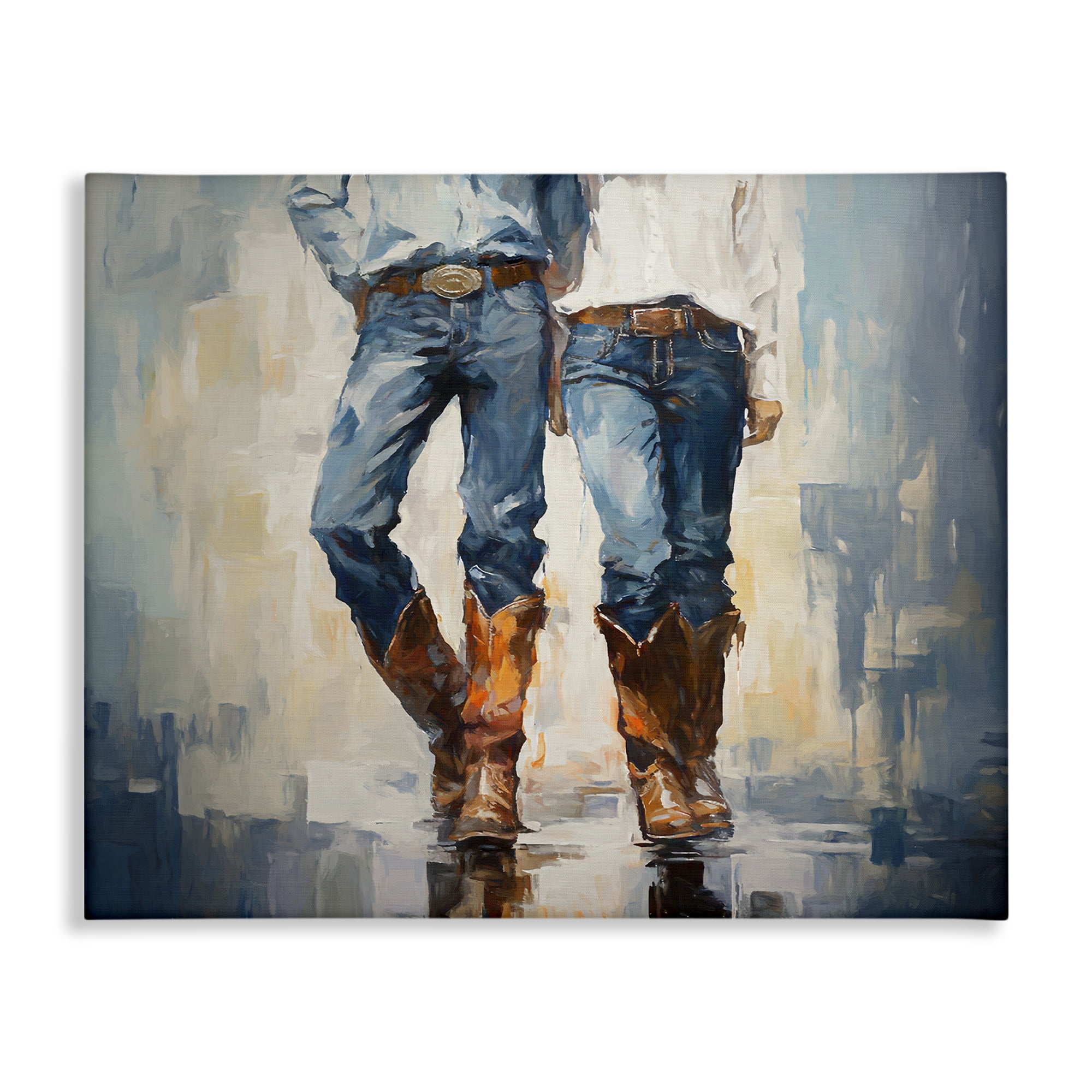 Stupell Industries Cowboy & Cowgirl Couple Novelty Painting Gallery Wrapped Canvas Art Print Wall Art, 48 x 36