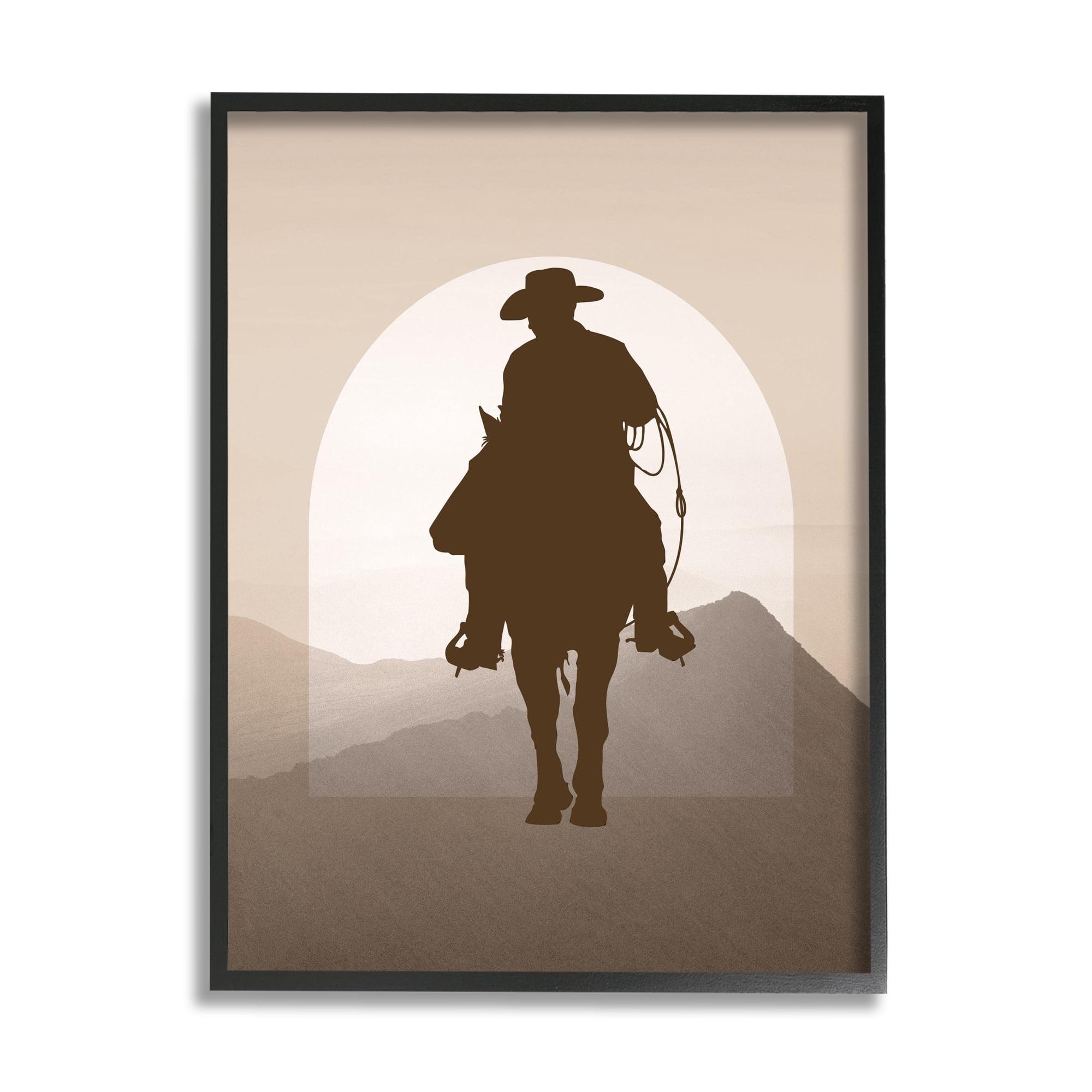 Stupell Industries Cowboy & Desert Dunes Animals & Insects Painting Black Framed Art Print Wall Art, 16 x 20
