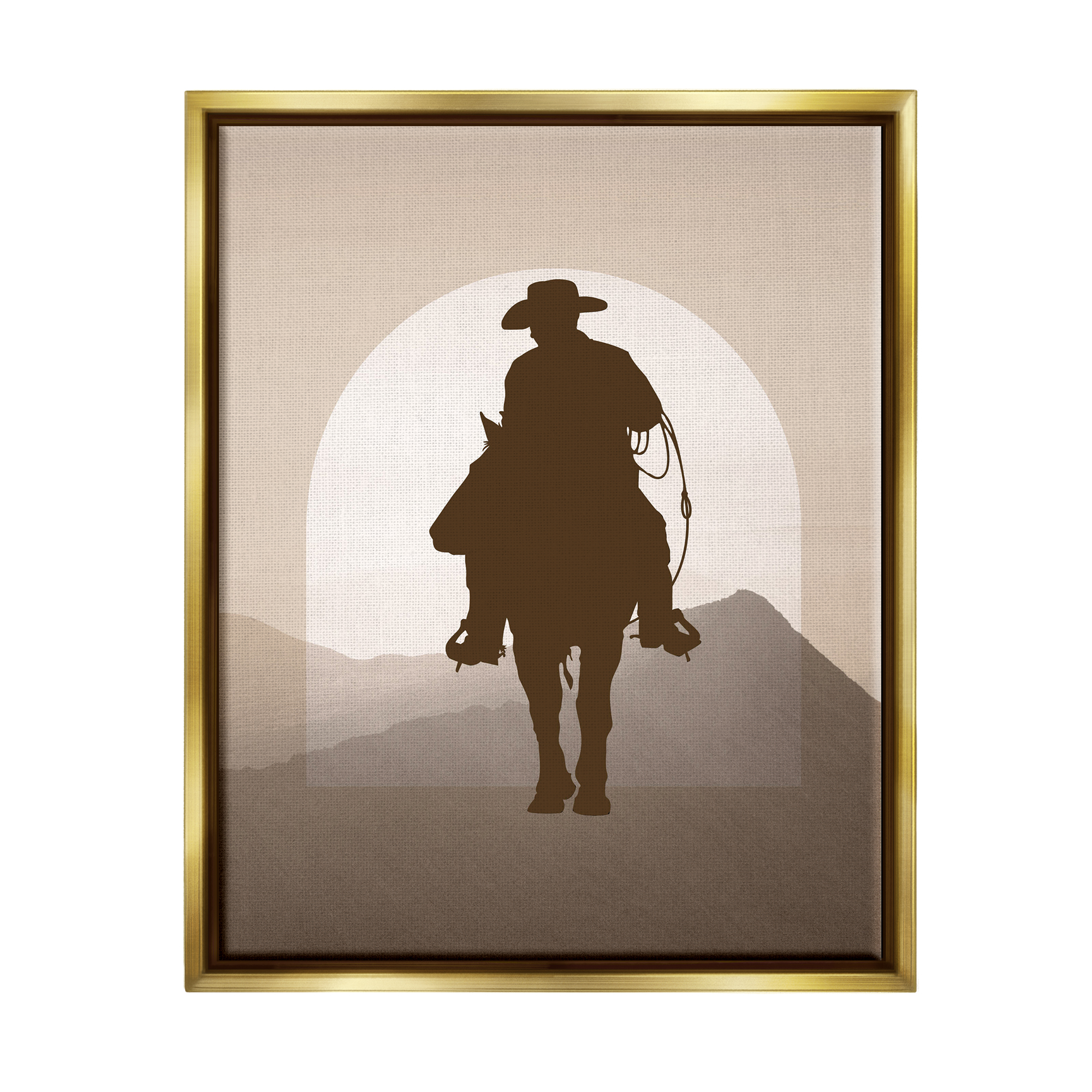 Stupell Industries Cowboy & Desert Dunes Animals & Insects Painting Gold Floater Framed Canvas Art Print Wall Art, 25 x 31