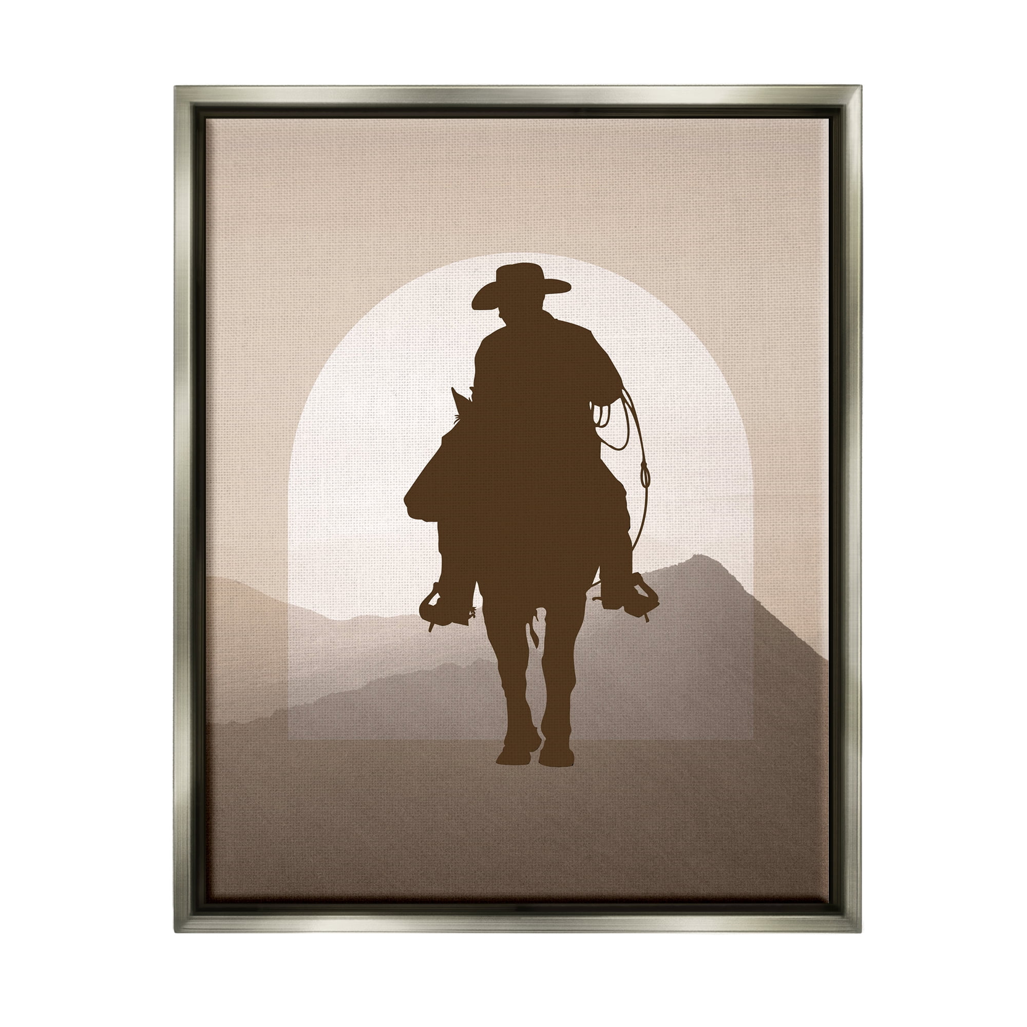 Stupell Industries Cowboy & Desert Dunes Animals & Insects Painting Gray Floater Framed Canvas Art Print Wall Art, 25 x 31