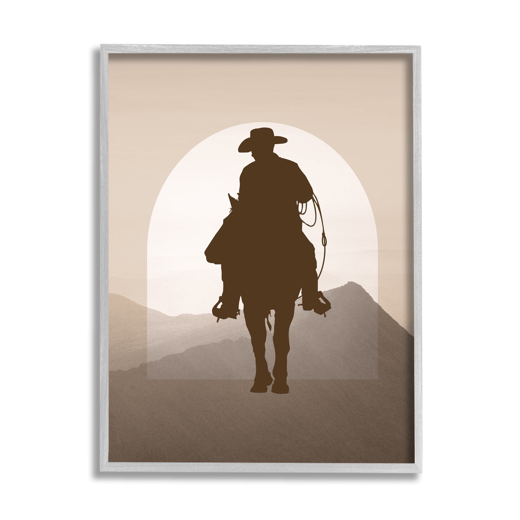 Stupell Industries Cowboy & Desert Dunes Animals & Insects Painting Gray Framed Art Print Wall Art, 24 x 30
