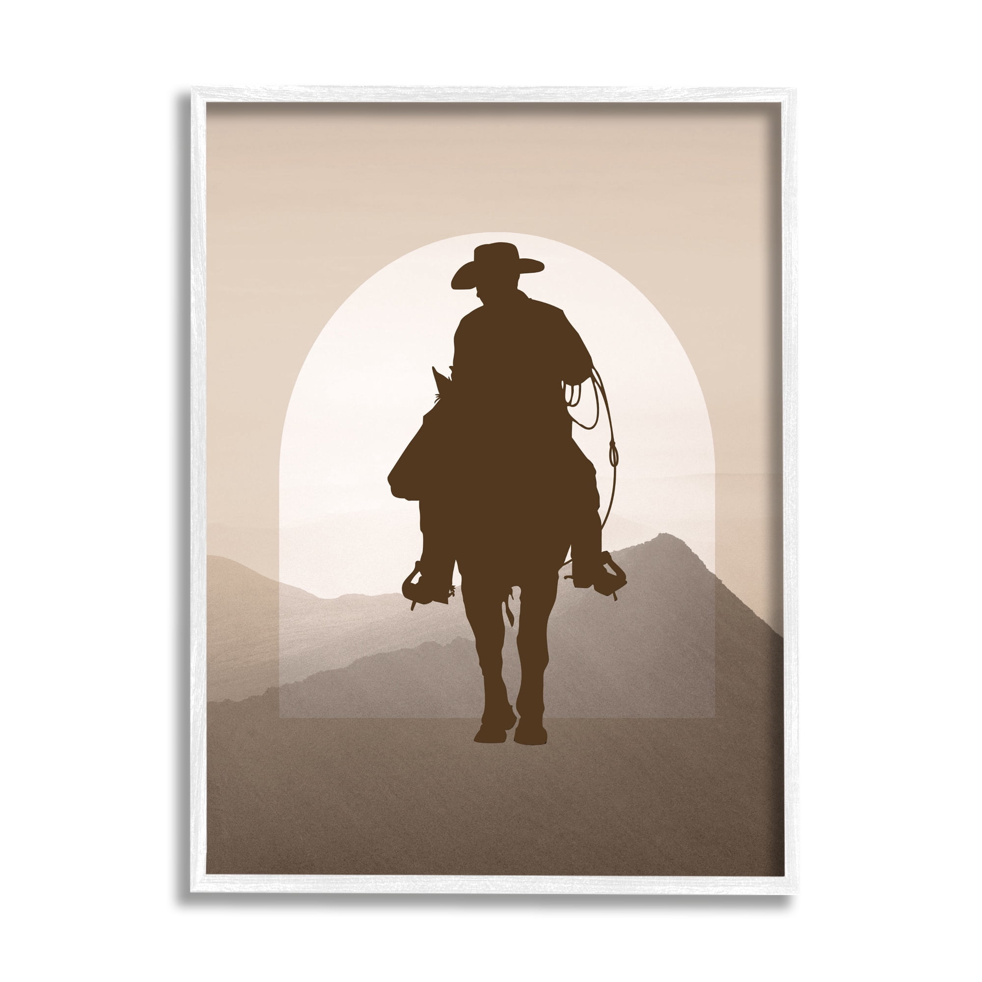 Stupell Industries Cowboy & Desert Dunes Animals & Insects Painting White Framed Art Print Wall Art, 11 x 14