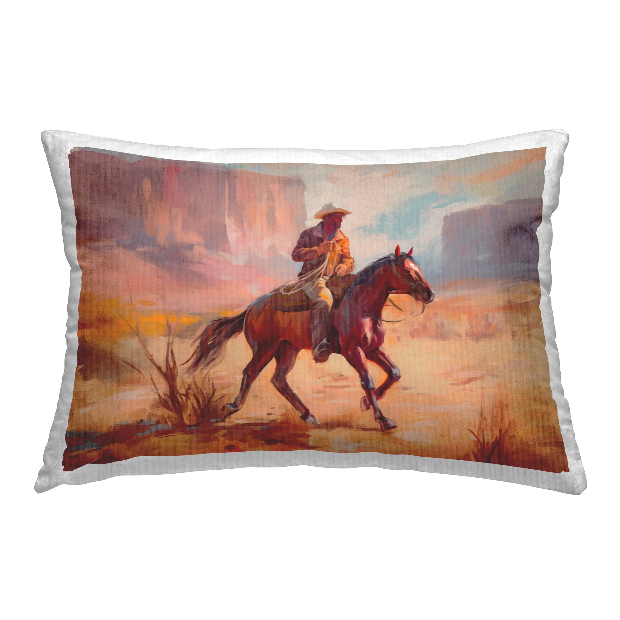 Stupell Industries Cowboy Desert Landscape Decorative Printed Throw Pillow, 14 x 20