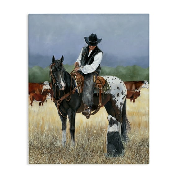 Stupell Industries Cowboy & Dog Animals & Insects Painting Gallery Wrapped Canvas Art Print Wall Art, 16 x 20