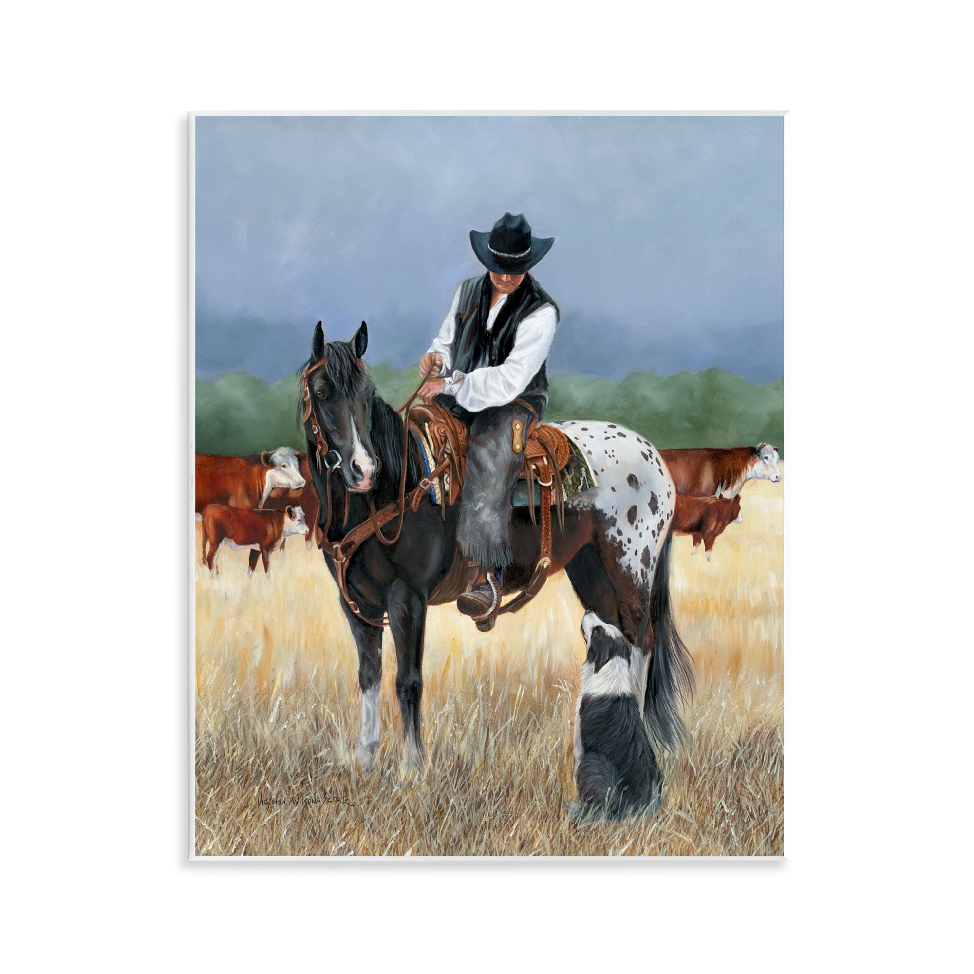 Stupell Industries Cowboy & Dog Animals & Insects Painting Unframed Art Print Wall Art, 11 x 14