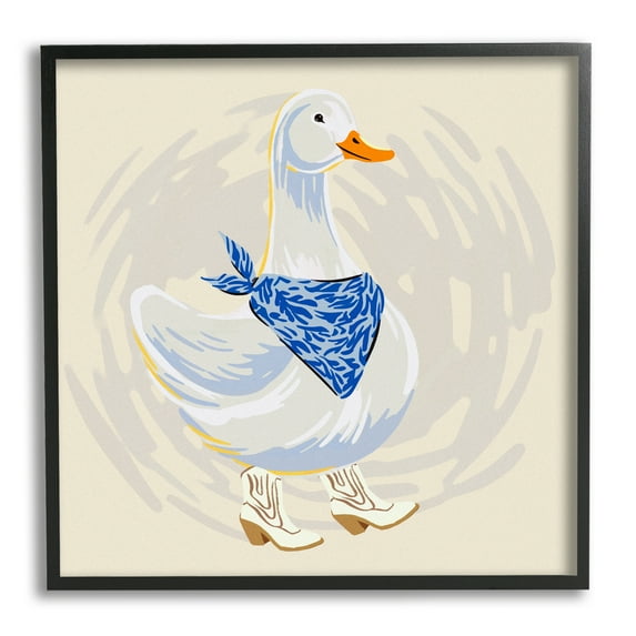 Stupell Industries Cowboy Duck with Bandana Animals & Insects Painting Black Framed Art Print Wall Art, 24 x 24