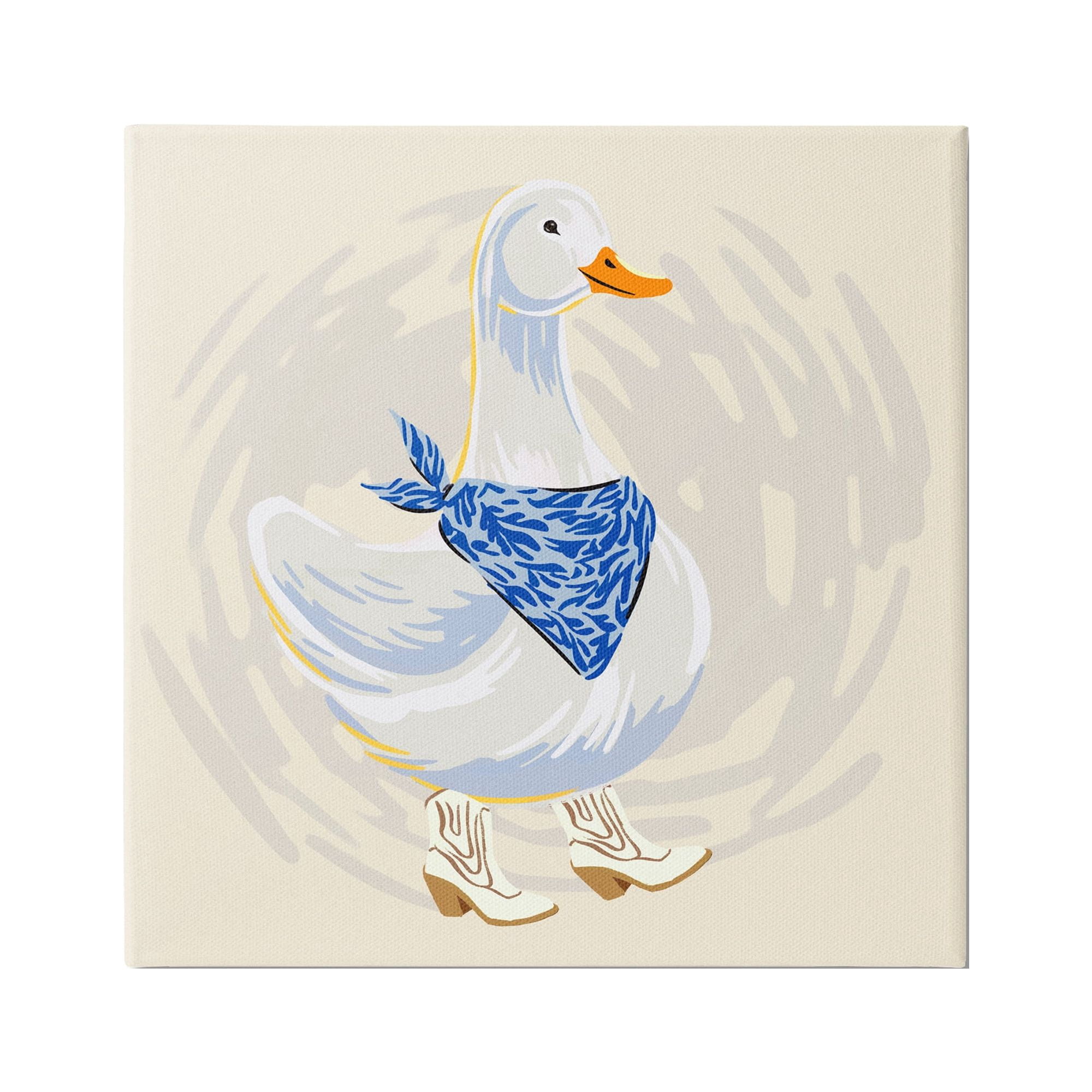 Stupell Industries Cowboy Duck with Bandana Animals & Insects Painting Gallery Wrapped Canvas Print Wall Art, 30 x 30