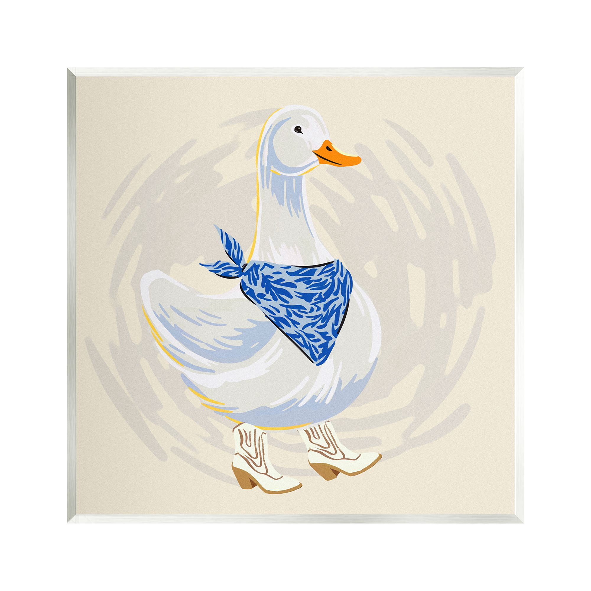 Stupell Industries Cowboy Duck with Bandana Animals & Insects Painting Unframed Art Print Wall Art, 12 x 12