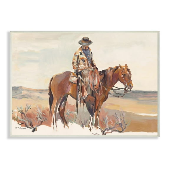 Stupell Industries Cowboy Fields And Farm Western Painting Wall Plaque by Marilyn Hageman, 13" x 19", Wall Plaque
