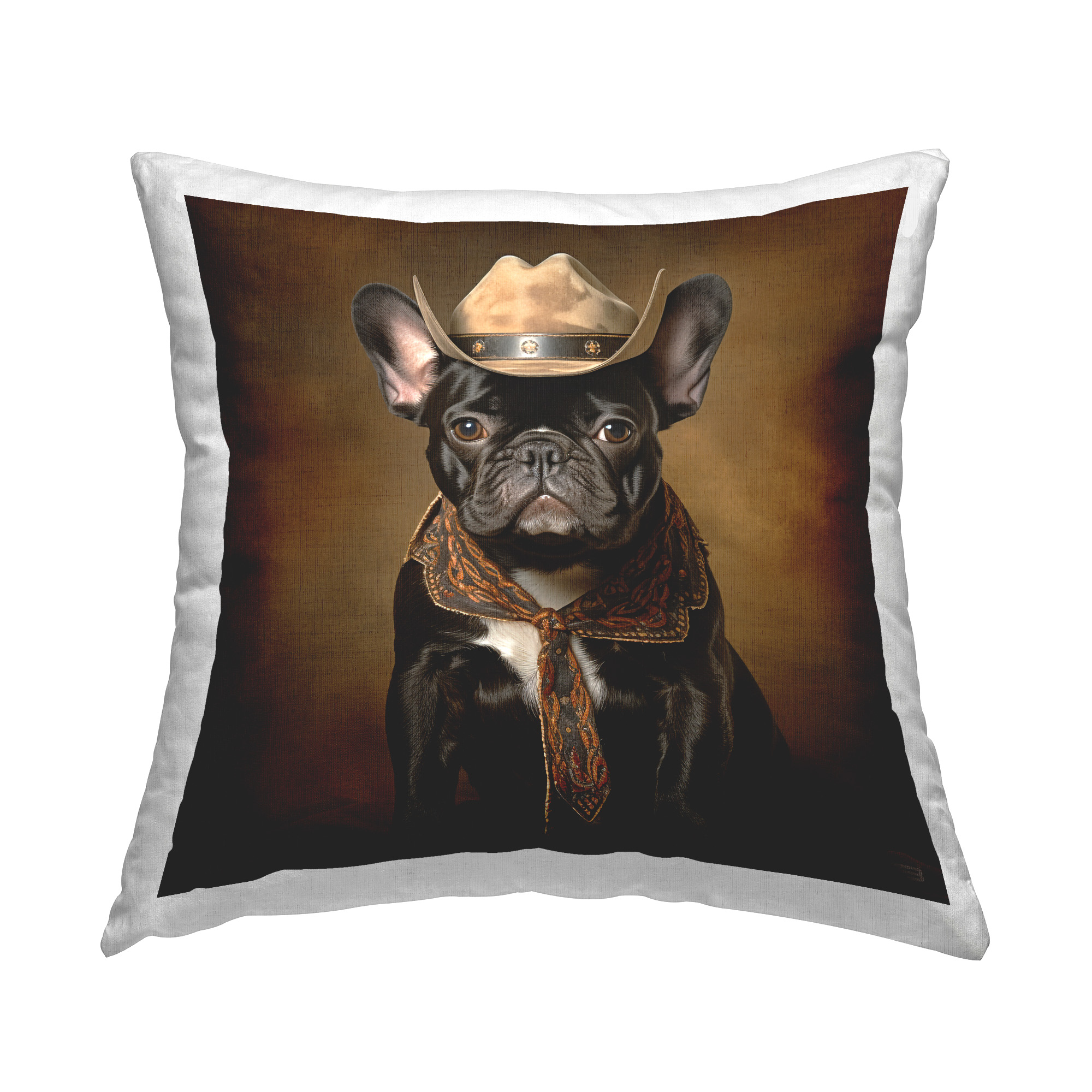 Stupell Industries Cowboy French Bulldog Decorative Printed Throw Pillow Design by RB
