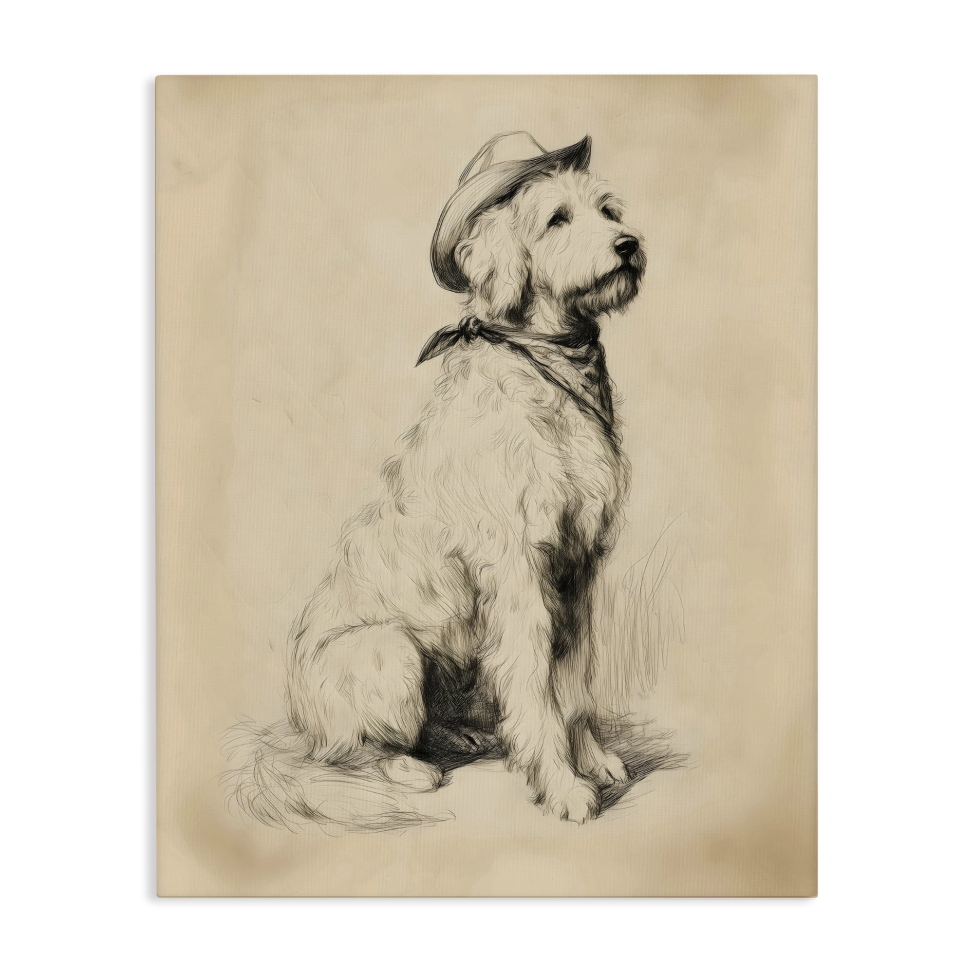 Stupell Industries Cowboy Goldendoodle Sketch Canvas Wall Art, design by Arlington Prints