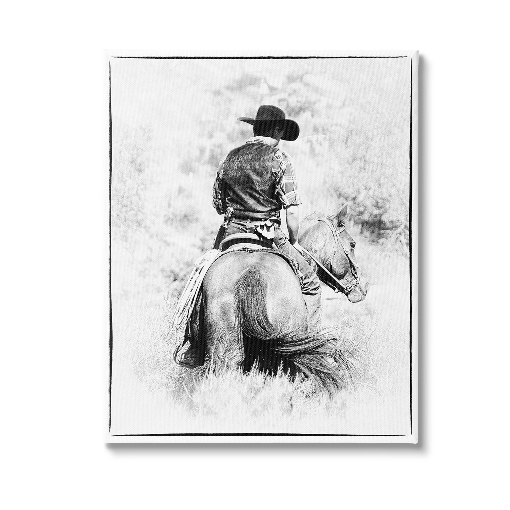 Stupell Industries Cowboy & Horse in Nature Animals & Insects Painting Gallery Wrapped Canvas Art Print Wall Art, 30 x 40