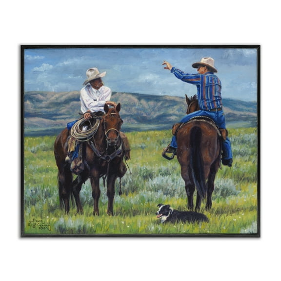 Stupell Industries Cowboy Logic Scene Animals & Insects Painting Black Framed Art Print Wall Art, 14 x 11