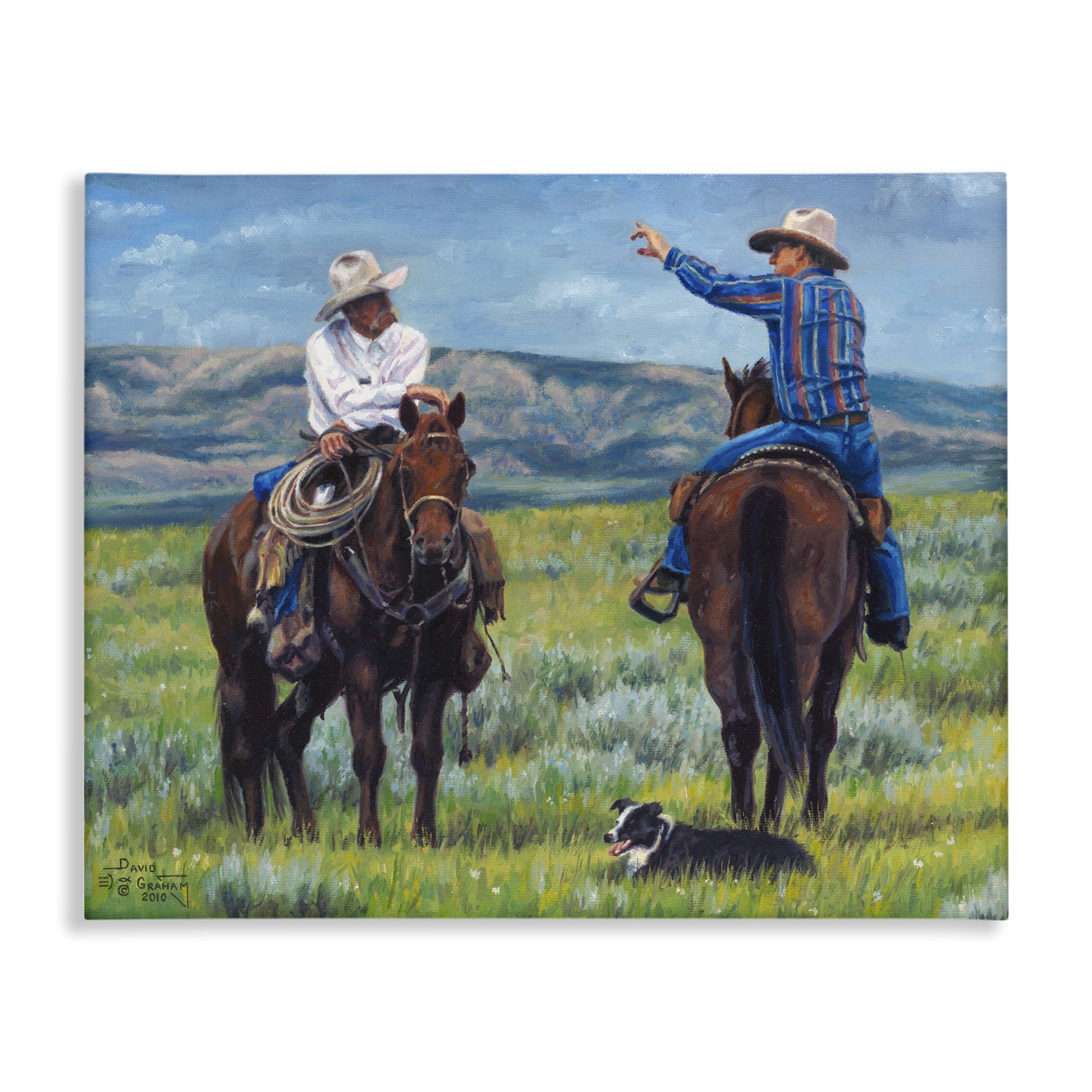 Stupell Industries Cowboy Logic Scene Animals & Insects Painting Gallery Wrapped Canvas Art Print Wall Art, 40 x 30