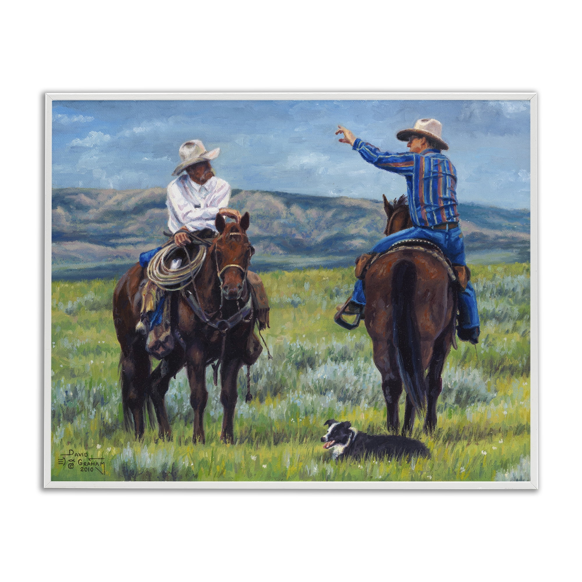 Stupell Industries Cowboy Logic Scene Animals & Insects Painting White Framed Art Print Wall Art, 20 x 16