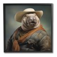 thumbnail image 1 of Stupell Industries Cowboy Manatee Portrait Animals & Insects Painting Black Framed Art Print Wall Art, 24 x 24, 1 of 9