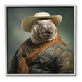 thumbnail image 1 of Stupell Industries Cowboy Manatee Portrait Animals & Insects Painting Gray Framed Art Print Wall Art, 12 x 12, 1 of 9