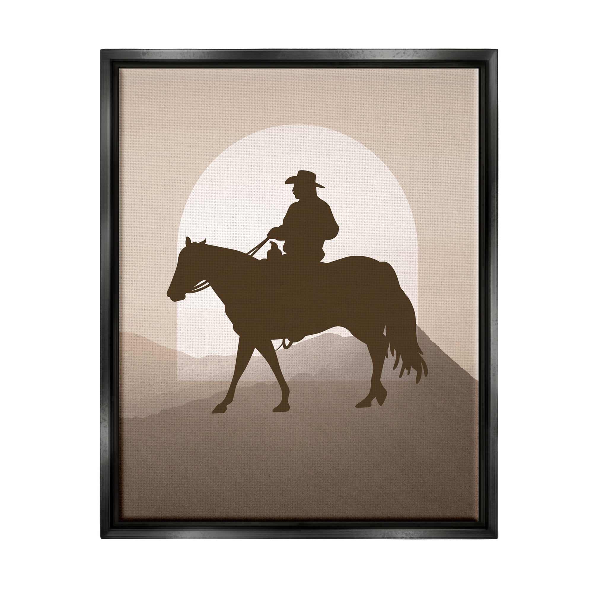 Stupell Industries Cowboy & Mountains Animals & Insects Painting Black Floater Framed Canvas Art Print Wall Art, 25 x 31