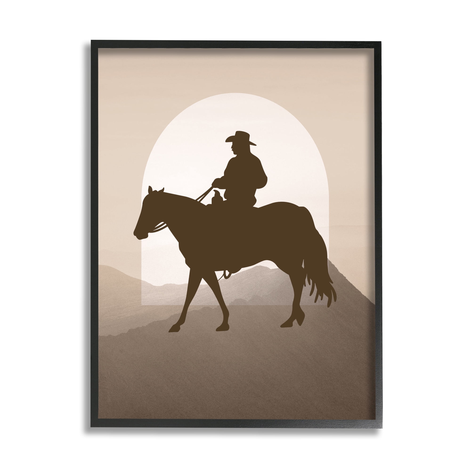 Stupell Industries Cowboy & Mountains Animals & Insects Painting Black Framed Art Print Wall Art, 24 x 30