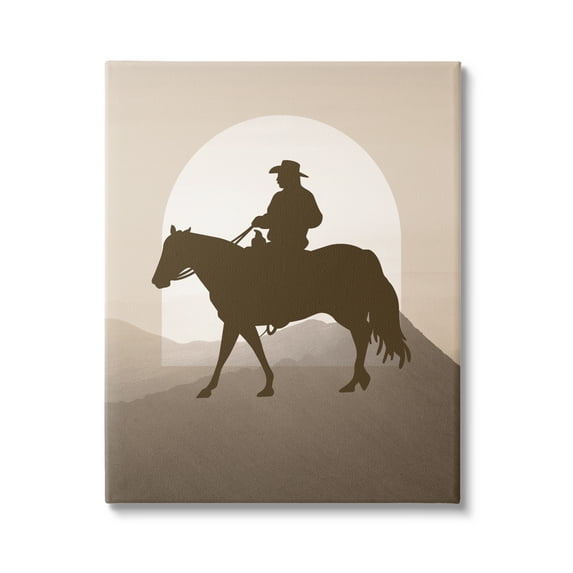 Stupell Industries Cowboy & Mountains Animals & Insects Painting Gallery Wrapped Canvas Art Print Wall Art, 16 x 20