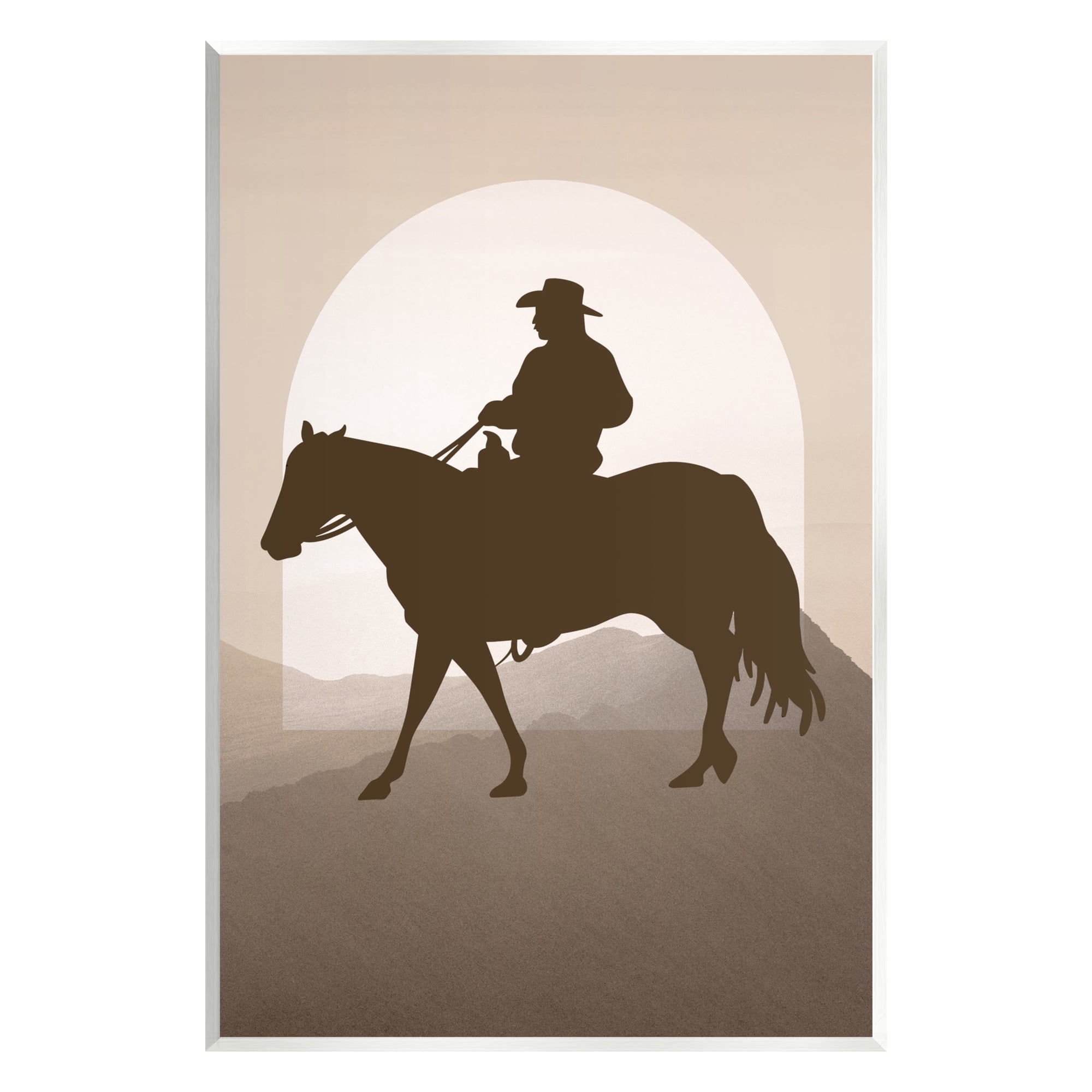 Stupell Industries Cowboy & Mountains Animals & Insects Painting Unframed Art Print Wall Art, 13 x 19