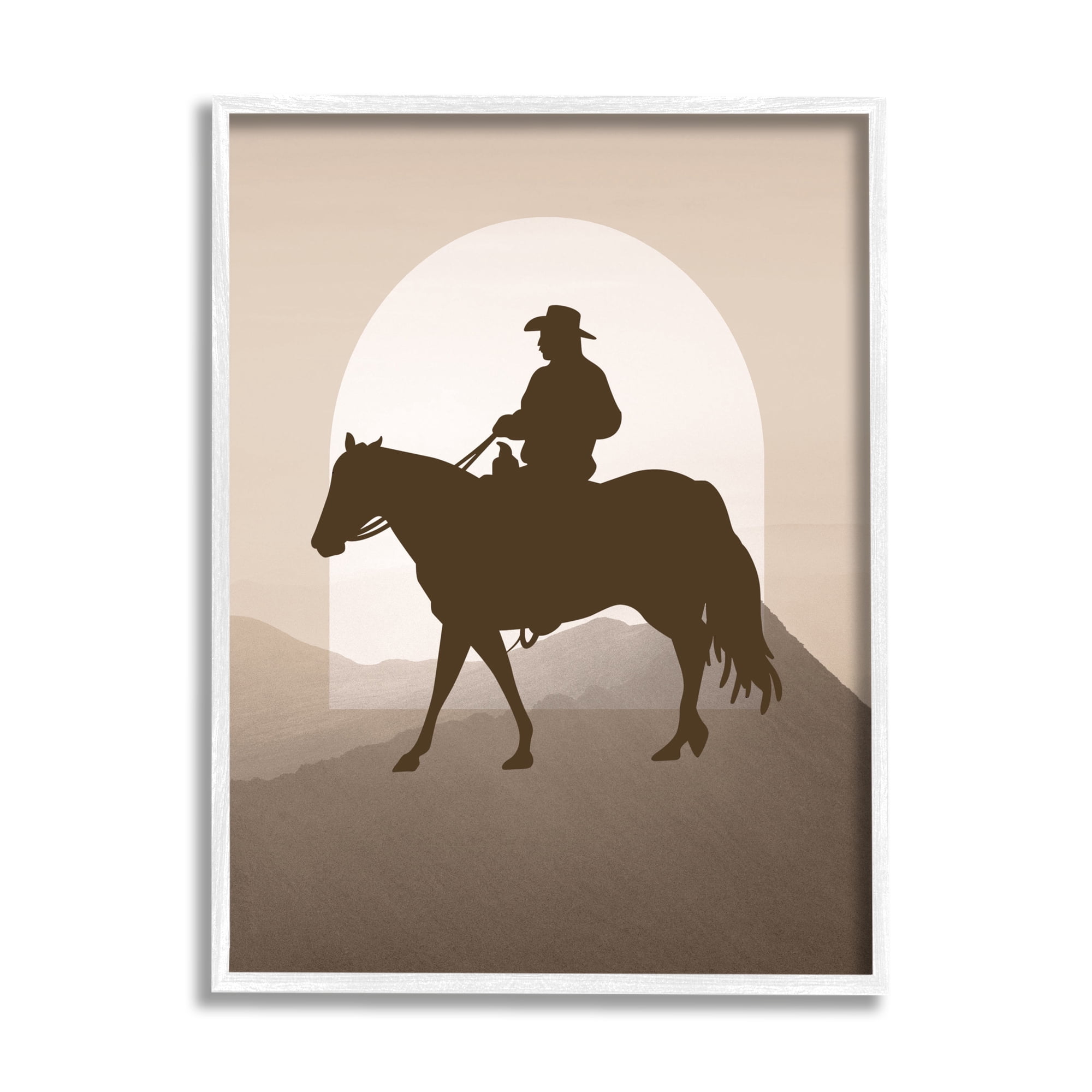 Stupell Industries Cowboy & Mountains Animals & Insects Painting White Framed Art Print Wall Art, 16 x 20