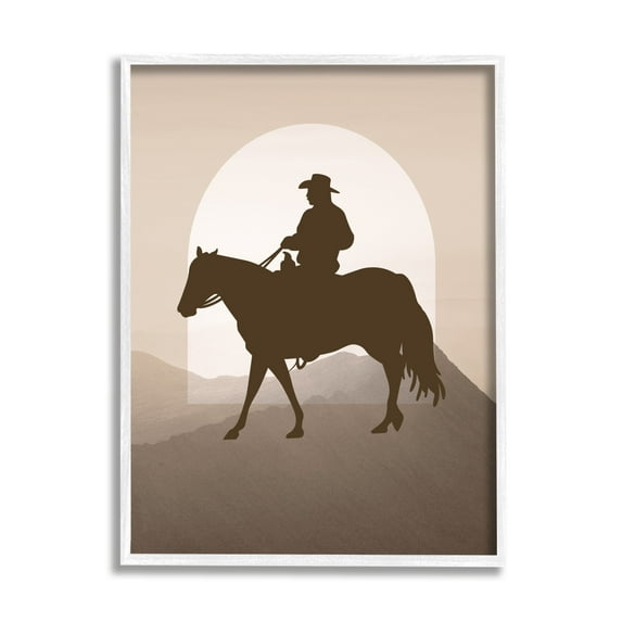 Stupell Industries Cowboy & Mountains Animals & Insects Painting White Framed Art Print Wall Art, 16 x 20