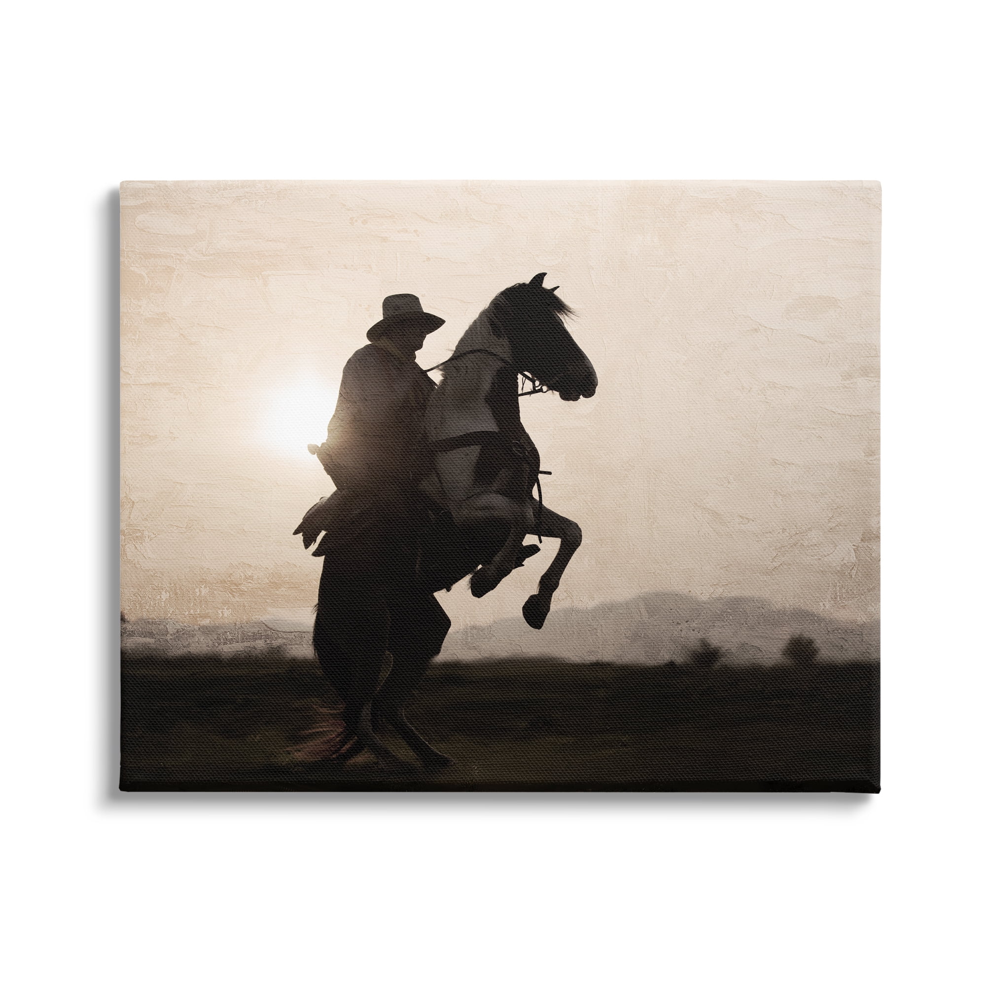 Stupell Industries Cowboy & Rearing Horse Animals & Insects Photography Gallery Wrapped Canvas Art Print Wall Art, 40 x 30