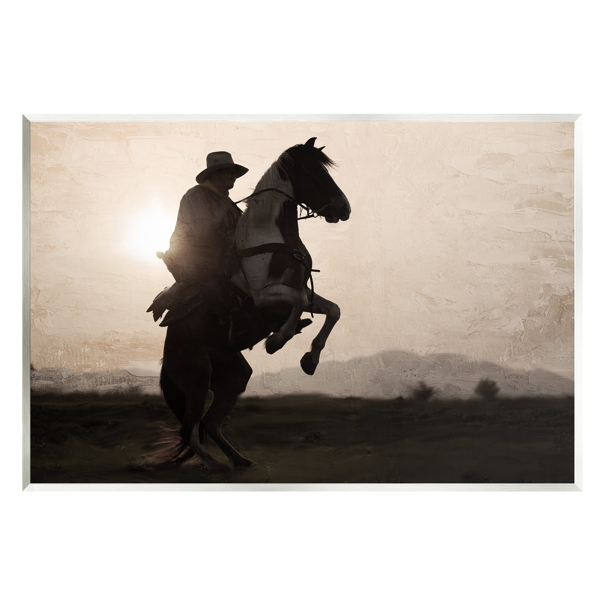 Stupell Industries Cowboy & Rearing Horse Animals & Insects Photography Unframed Art Print Wall Art, 15 x 10