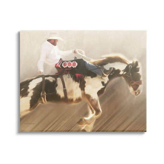 Stupell Industries Cowboy Riding Horse Animals & Insects Painting Gallery Wrapped Canvas Print Wall Art, 20 x 16