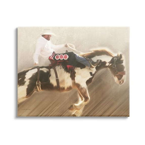 Stupell Industries Cowboy Riding Horse Animals & Insects Painting Gallery Wrapped Canvas Print Wall Art, 40 x 30