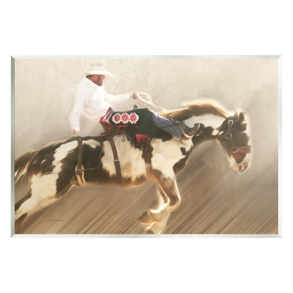Stupell Industries Cowboy Riding Horse Animals & Insects Painting Unframed Art Print Wall Art, 19 x 13
