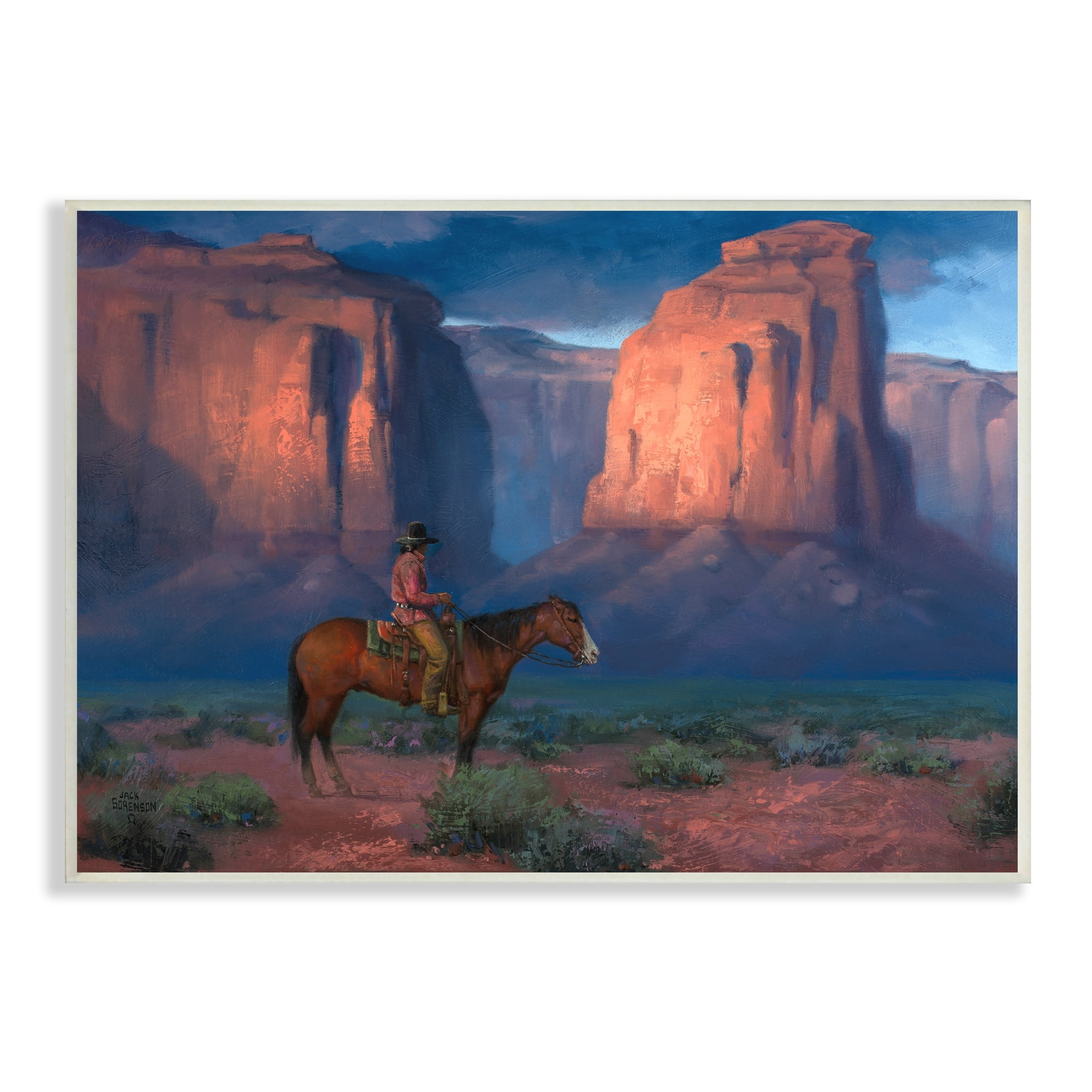 Stupell Industries Cowboy Riding Old Wild West Arid Grand Canyon ,15 x 10, Design by Jack Sorenson