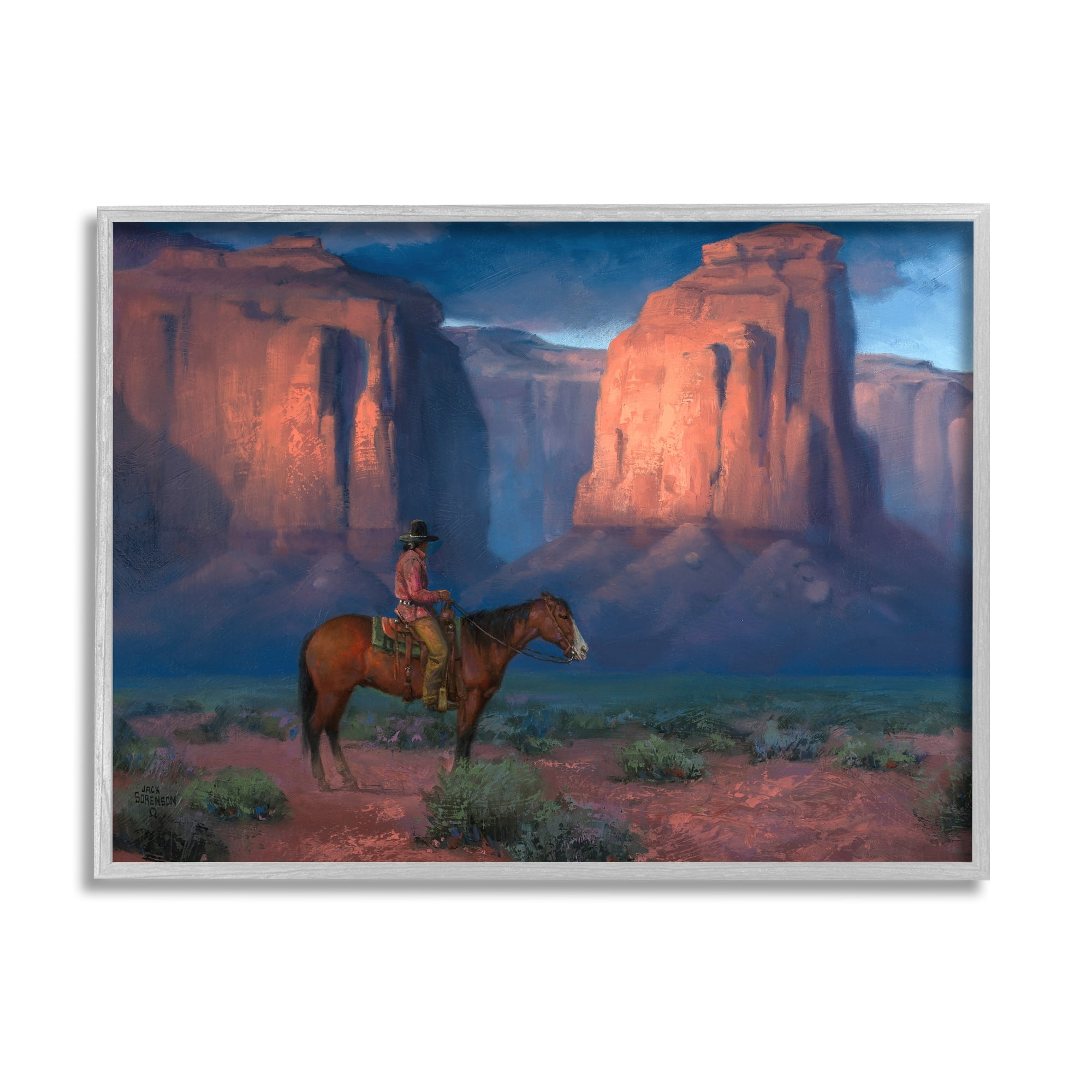Stupell Industries Cowboy Riding Old Wild West Arid Grand Canyon ,20 x 16, Design by Jack Sorenson