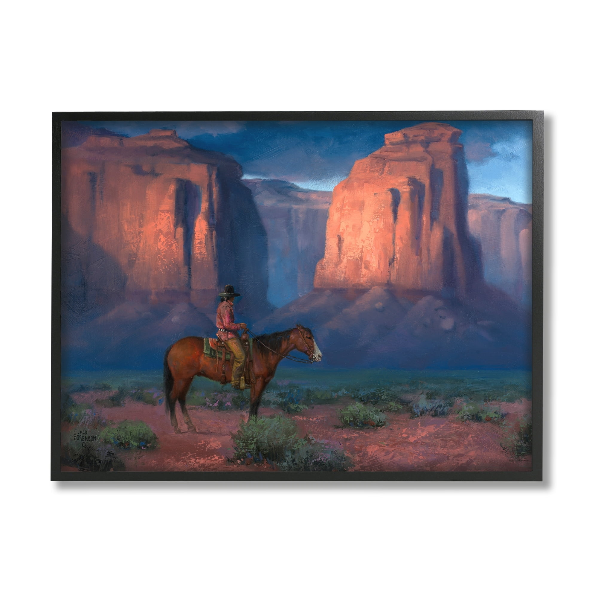 Stupell Industries Cowboy Riding Old Wild West Arid Grand Canyon ,20 x 16, Design by Jack Sorenson