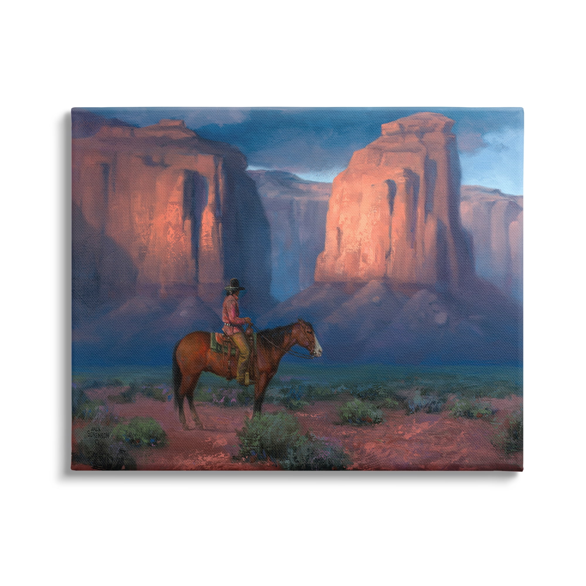 Stupell Industries Cowboy Riding Old Wild West Arid Grand Canyon ,48 x 36, Design by Jack Sorenson