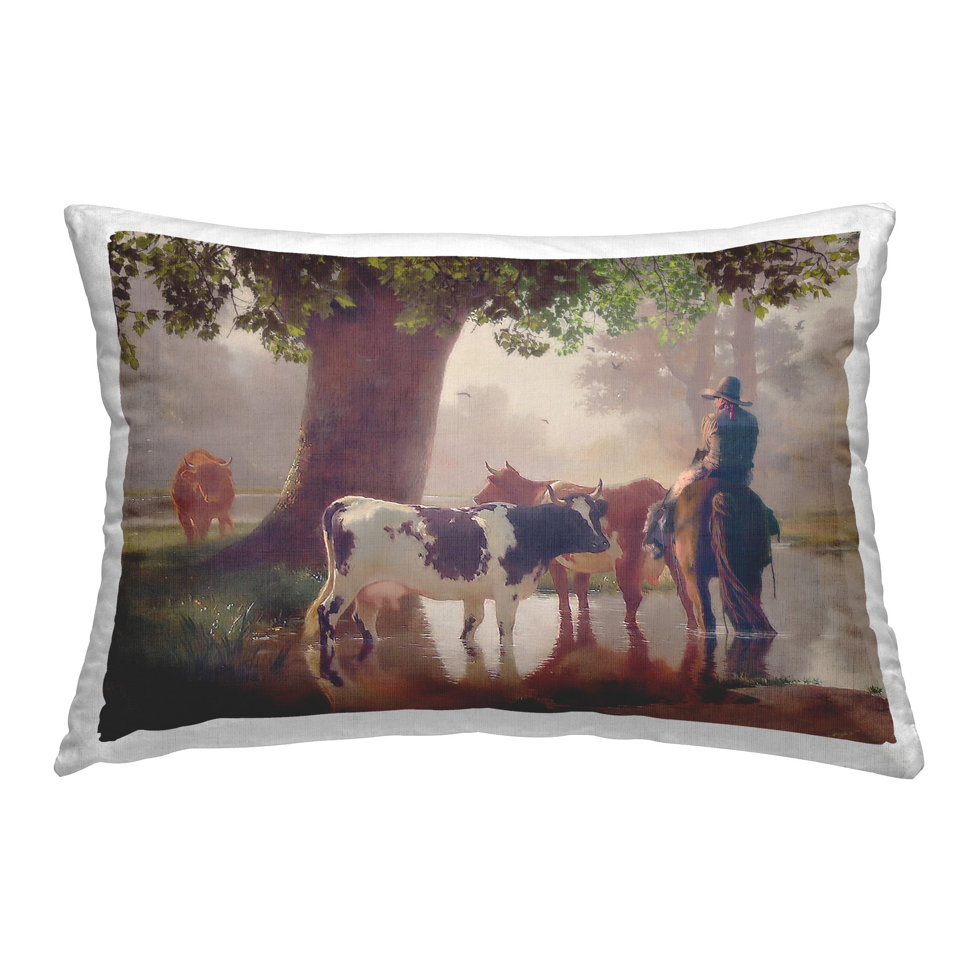 Stupell Industries Cowboy & River Scenery Decorative Printed Throw Pillow Design by Steve Hunziker